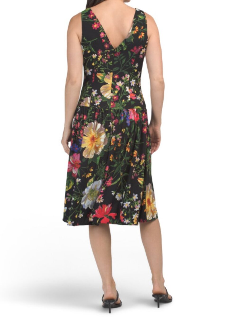 KENSIE Black Multi Floral Cassidy V-neck Dress - Picture 2 of 2